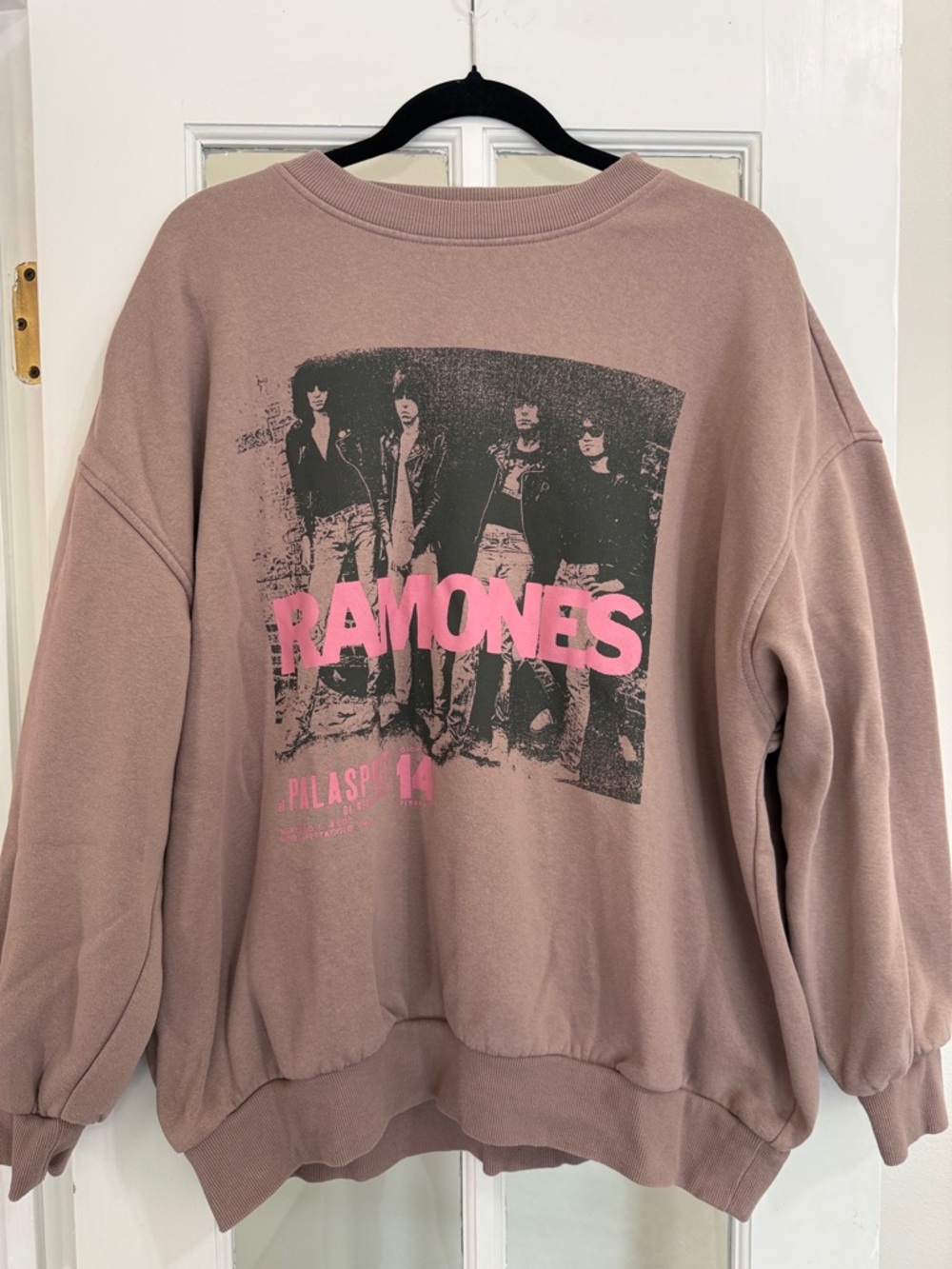 Divided Ramones Graphic Crewneck Sweatshirt - Dusty Mauve with Pink Print